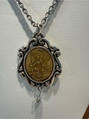 Brighton Gold and Silver Guardian Angel Medallion Necklace